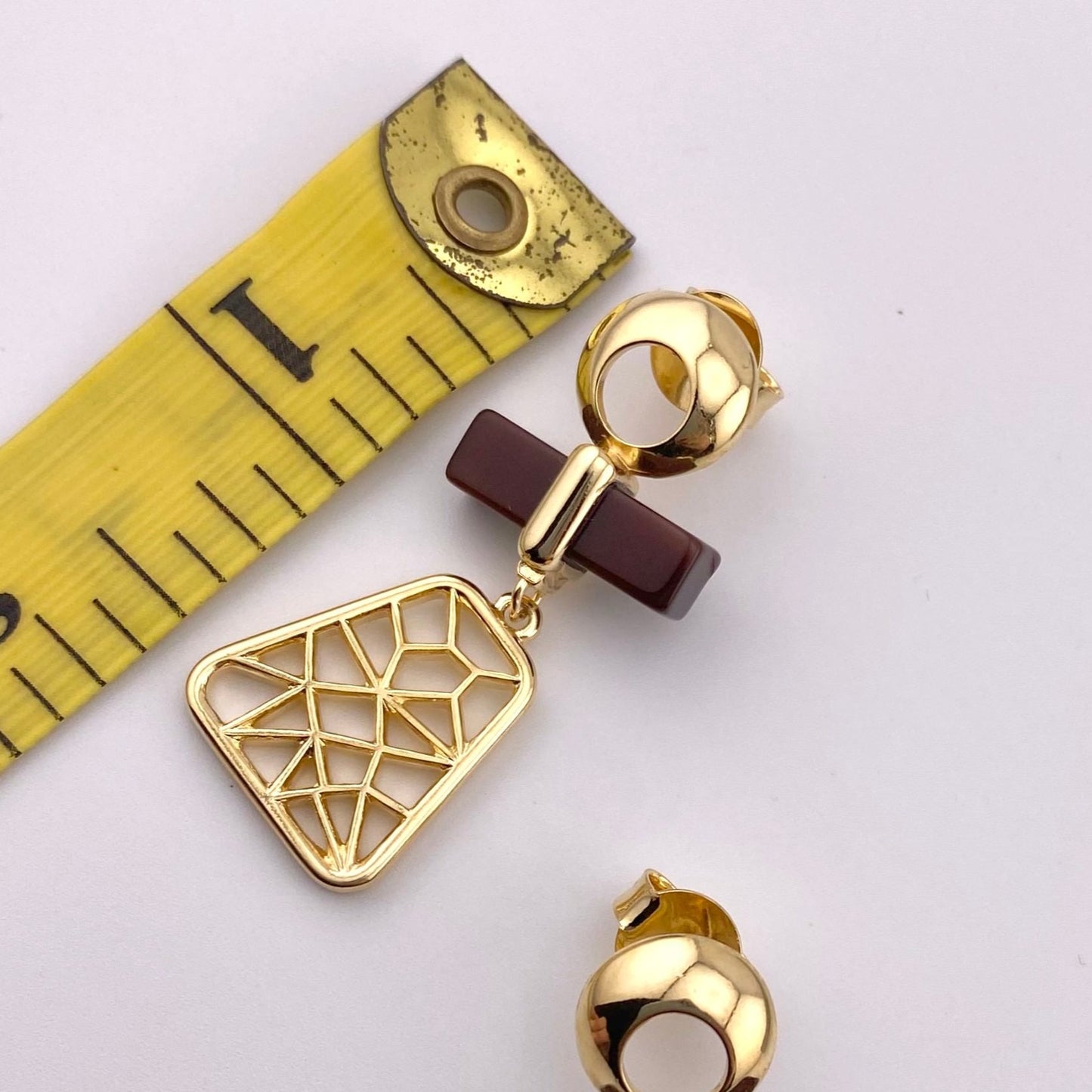 Red Agate Web Earrings