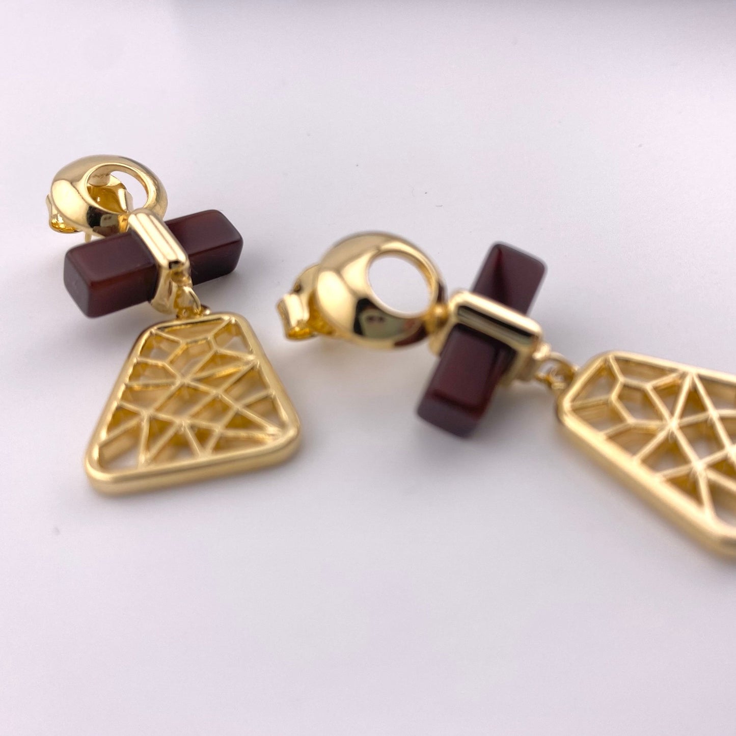 Red Agate Web Earrings