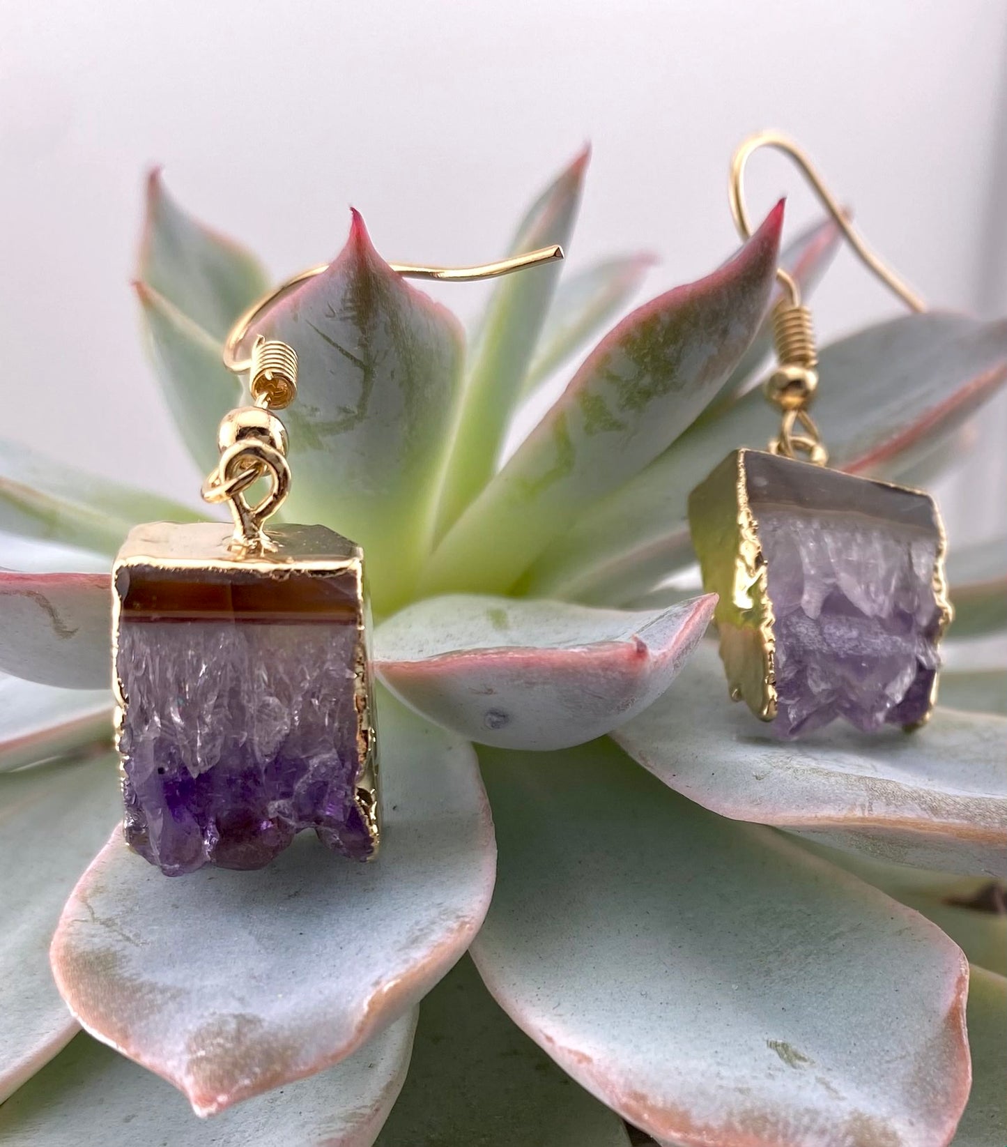 Amethyst Druse Hook Earrings