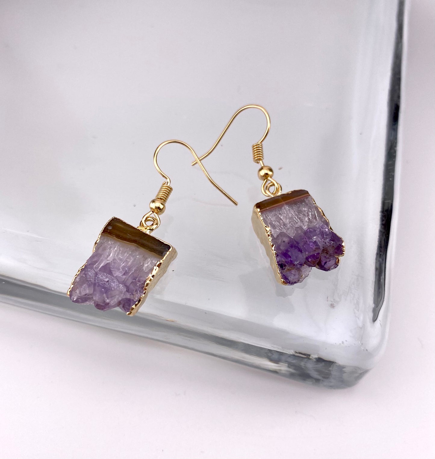 Amethyst Druse Hook Earrings