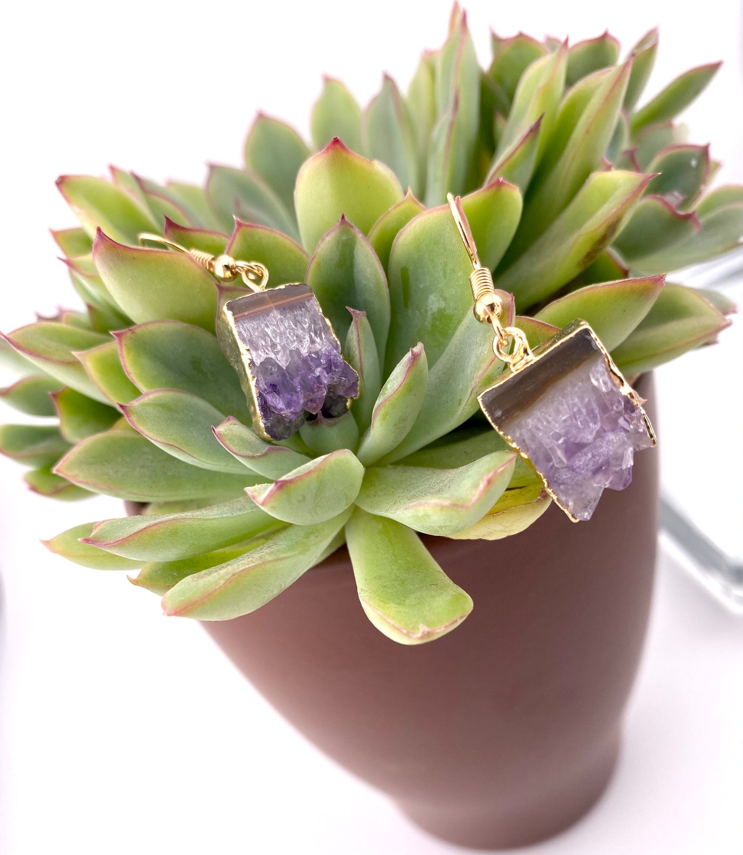 Amethyst Druse Hook Earrings