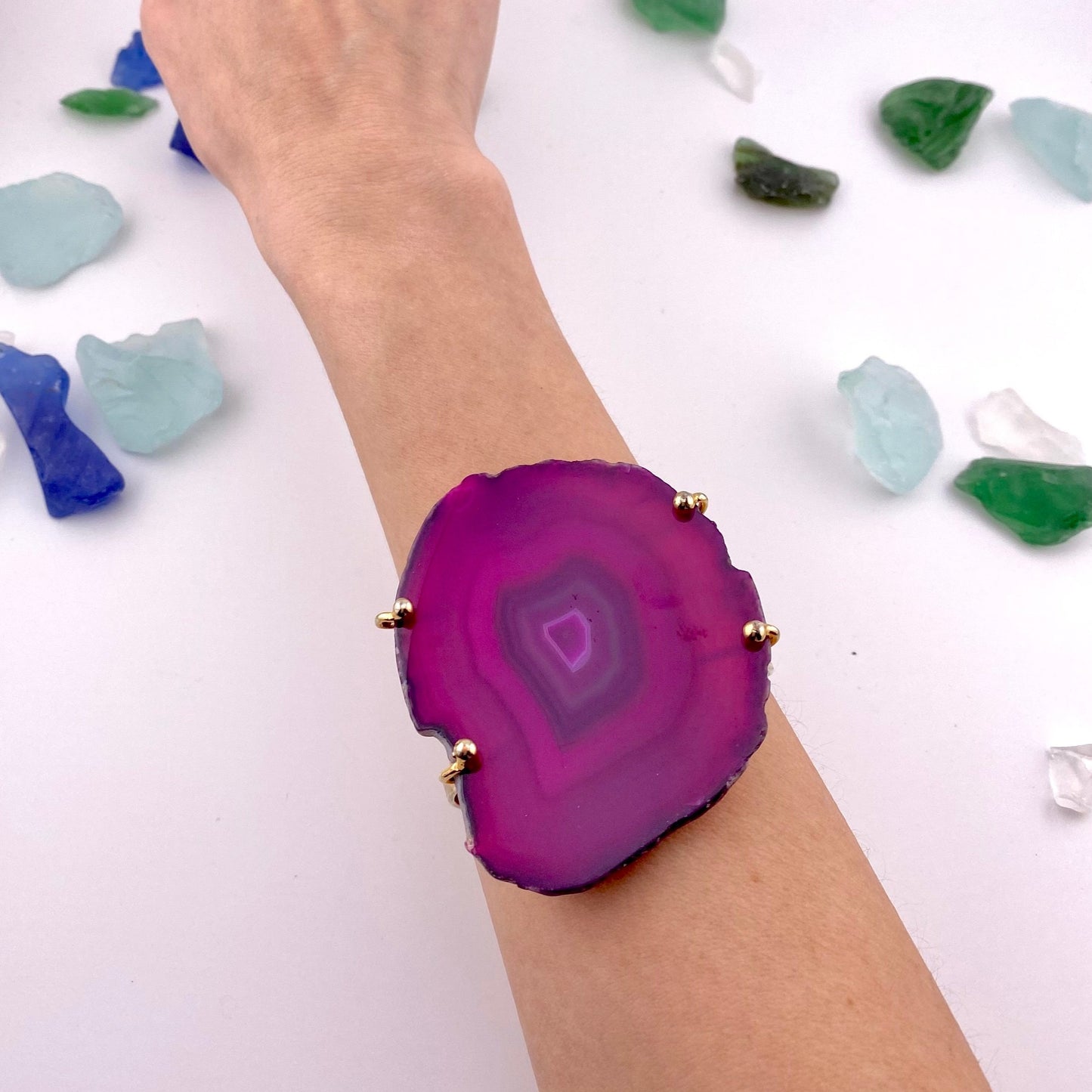 Pink Agate Slice Bracelet