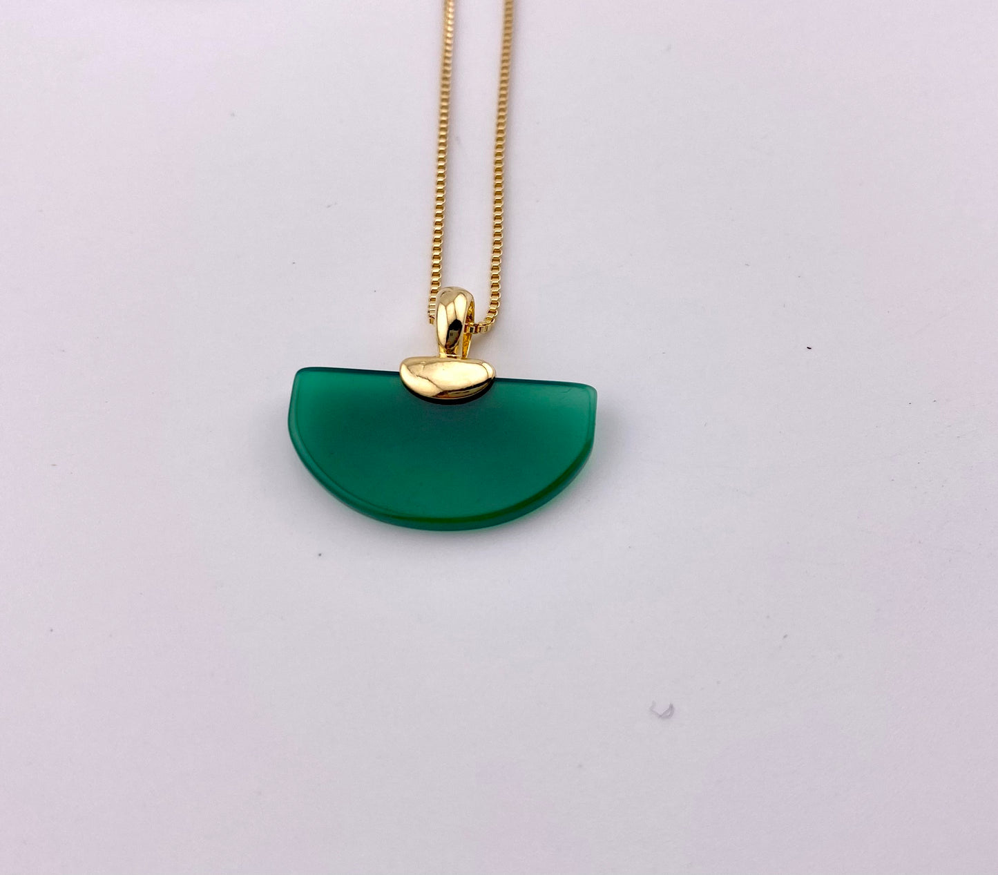 Green Agate Geometric Necklace