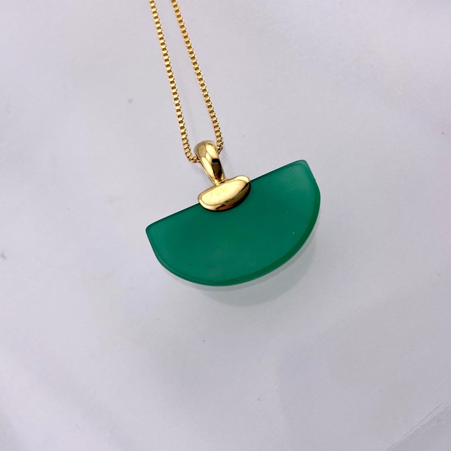 Green Agate Geometric Necklace