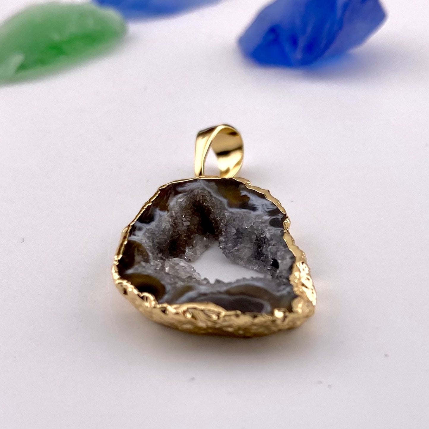 Natural Agate Geode Small Pendant