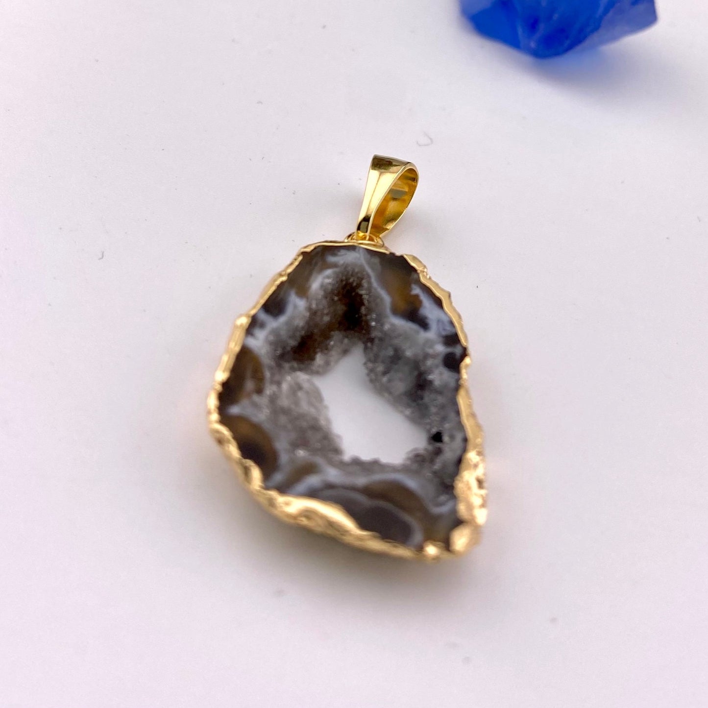 Natural Agate Geode Small Pendant