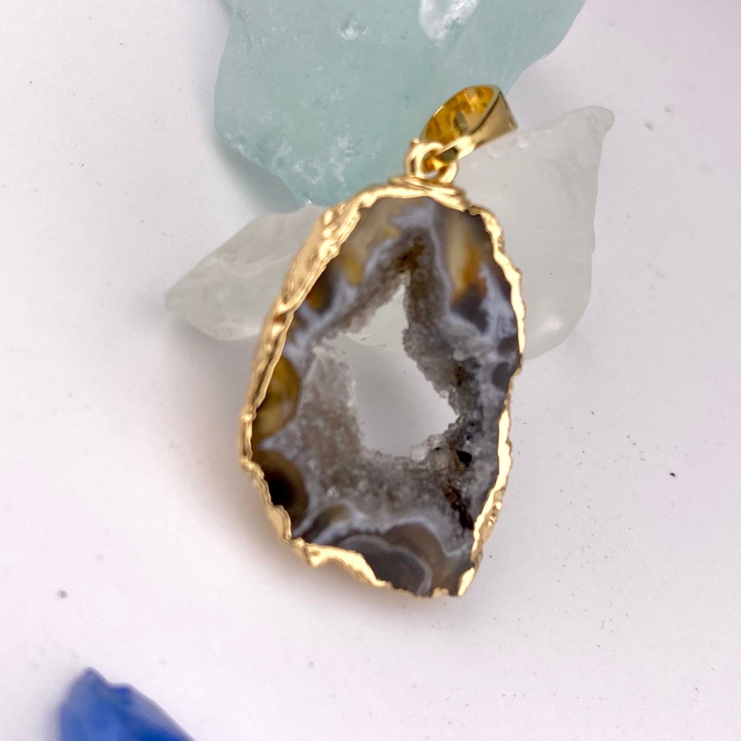 Natural Agate Geode Small Pendant