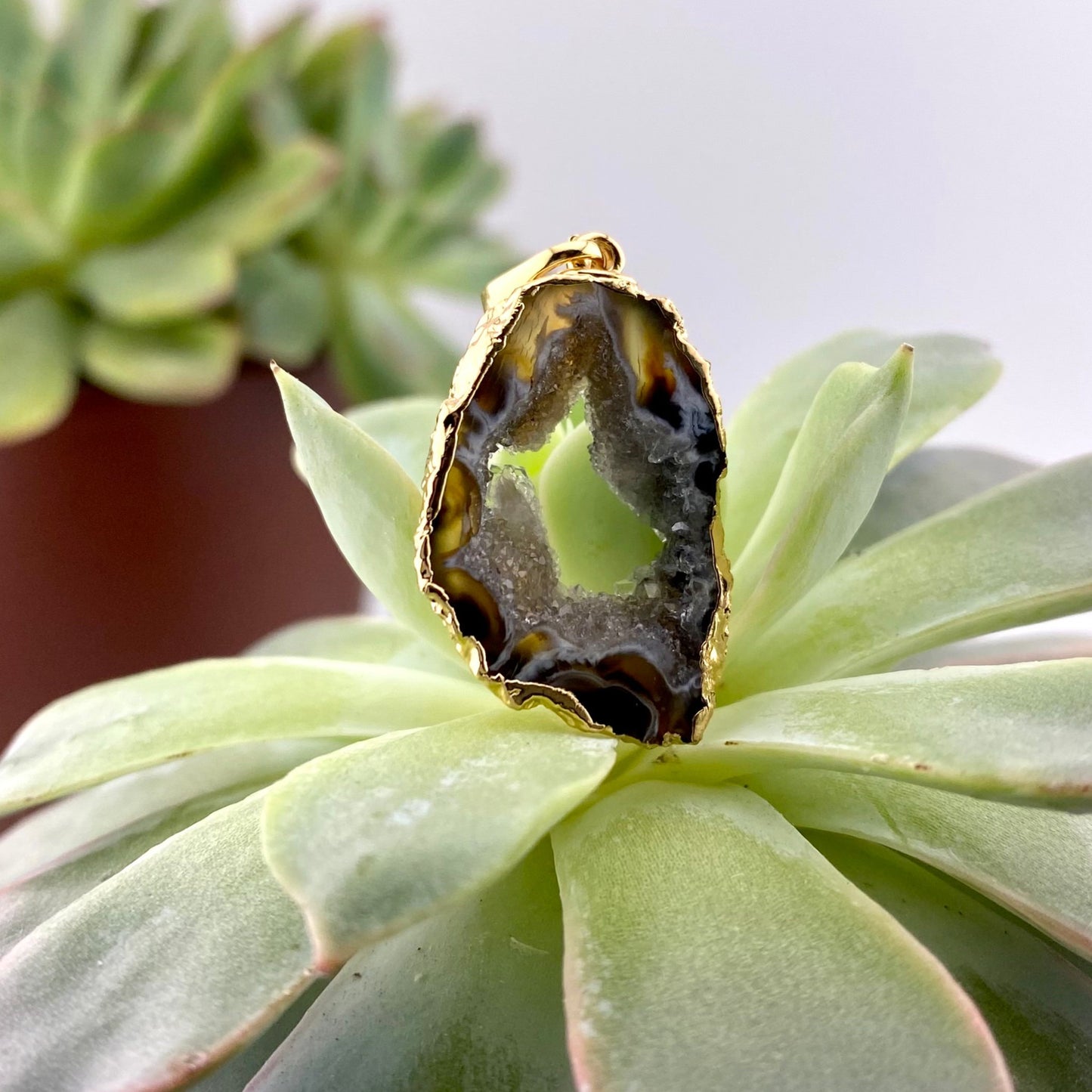 Natural Agate Geode Small Pendant