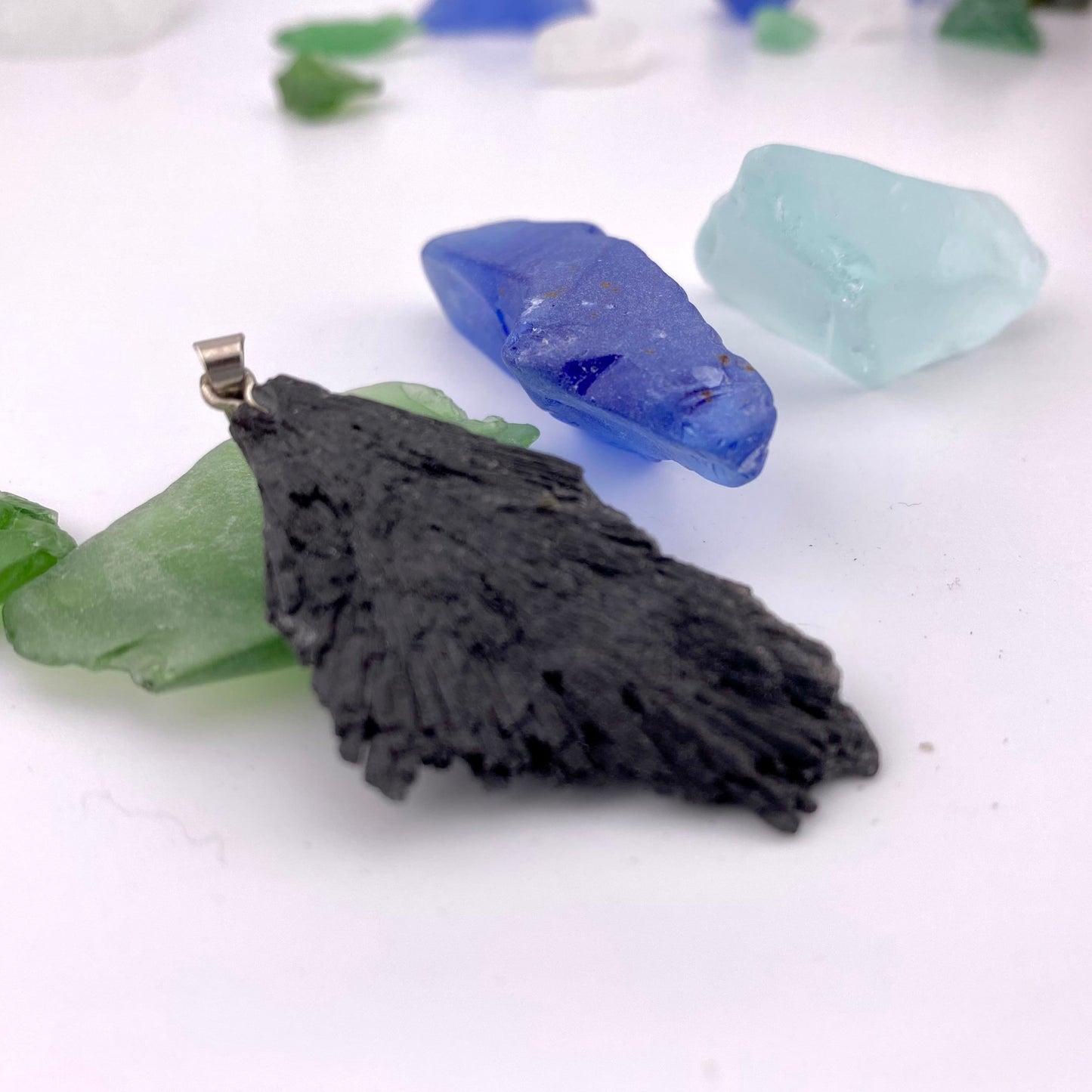 Black Kyanite Witches Broom Pendant