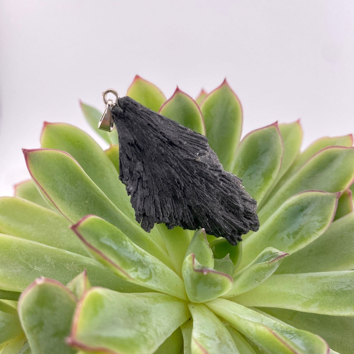 Black Kyanite Witches Broom Pendant