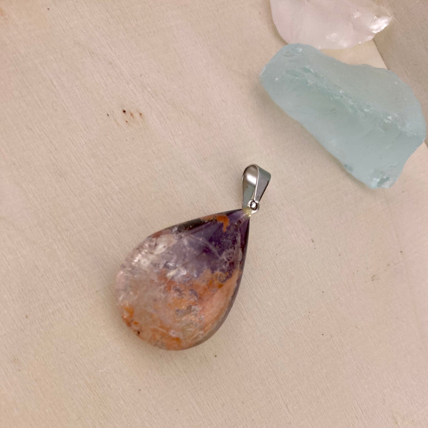 Pear Polished Super Seven Pendant