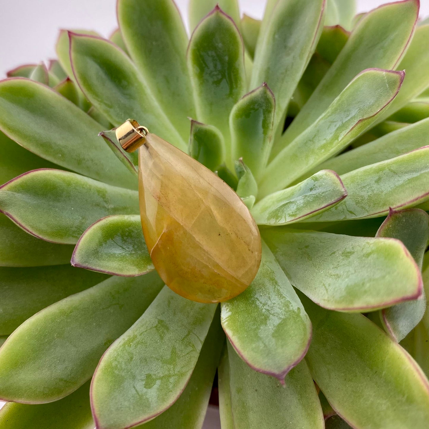 Pear Polished Hematoid Pendant