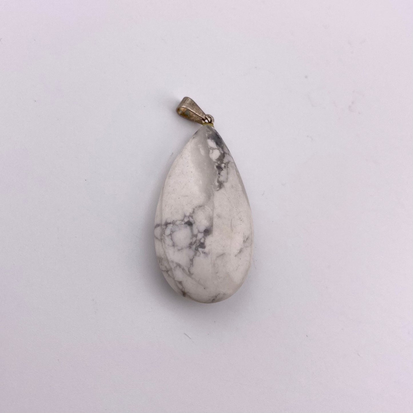 Pear Polished White Howlite Pendant