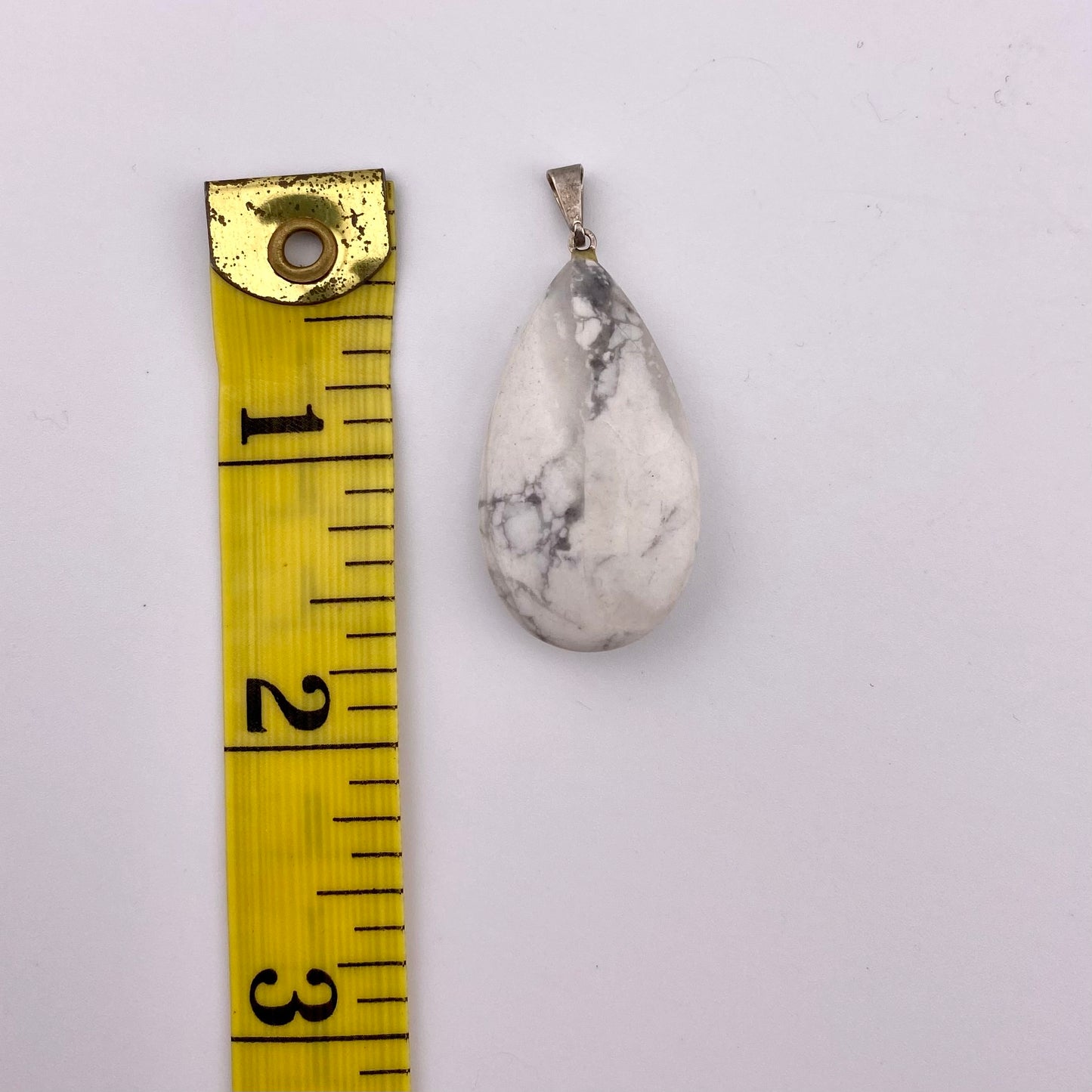 Pear Polished White Howlite Pendant