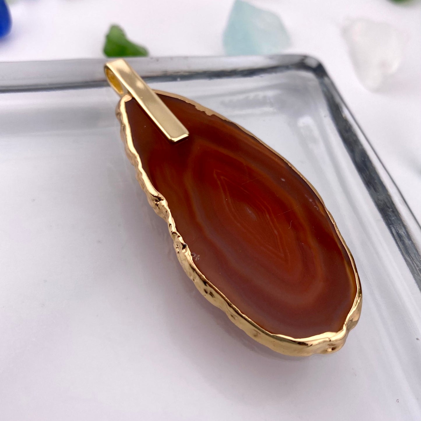 Red Agate Slice Pendant