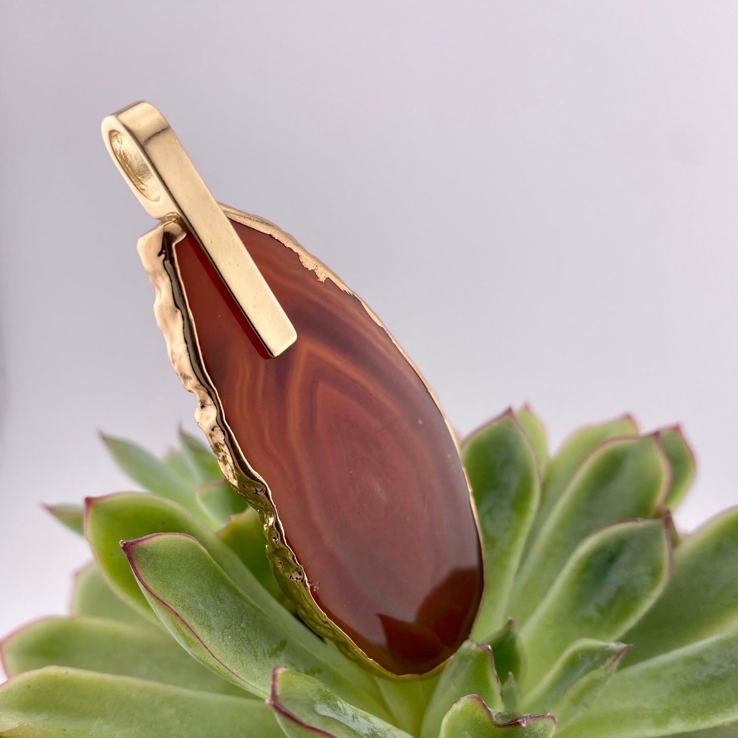 Red Agate Slice Pendant