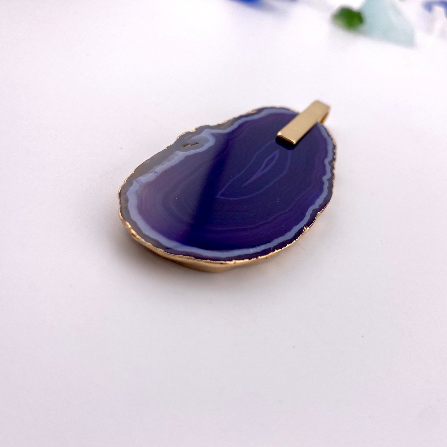 Purple Agate Slice Pendant