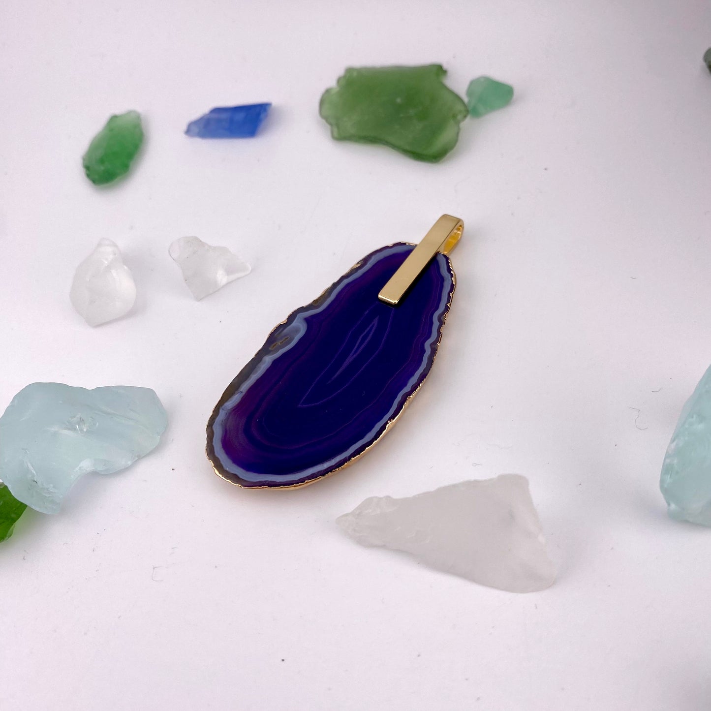 Purple Agate Slice Pendant