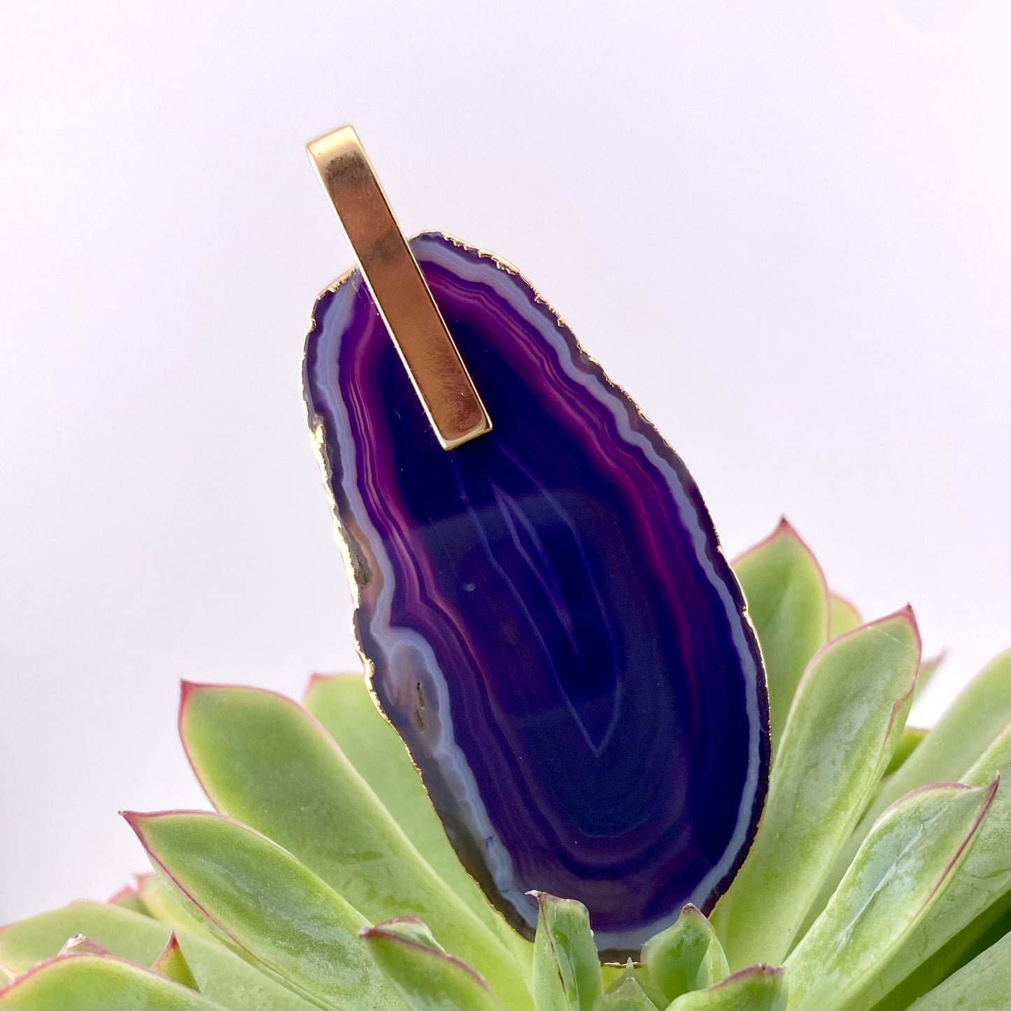 Purple Agate Slice Pendant