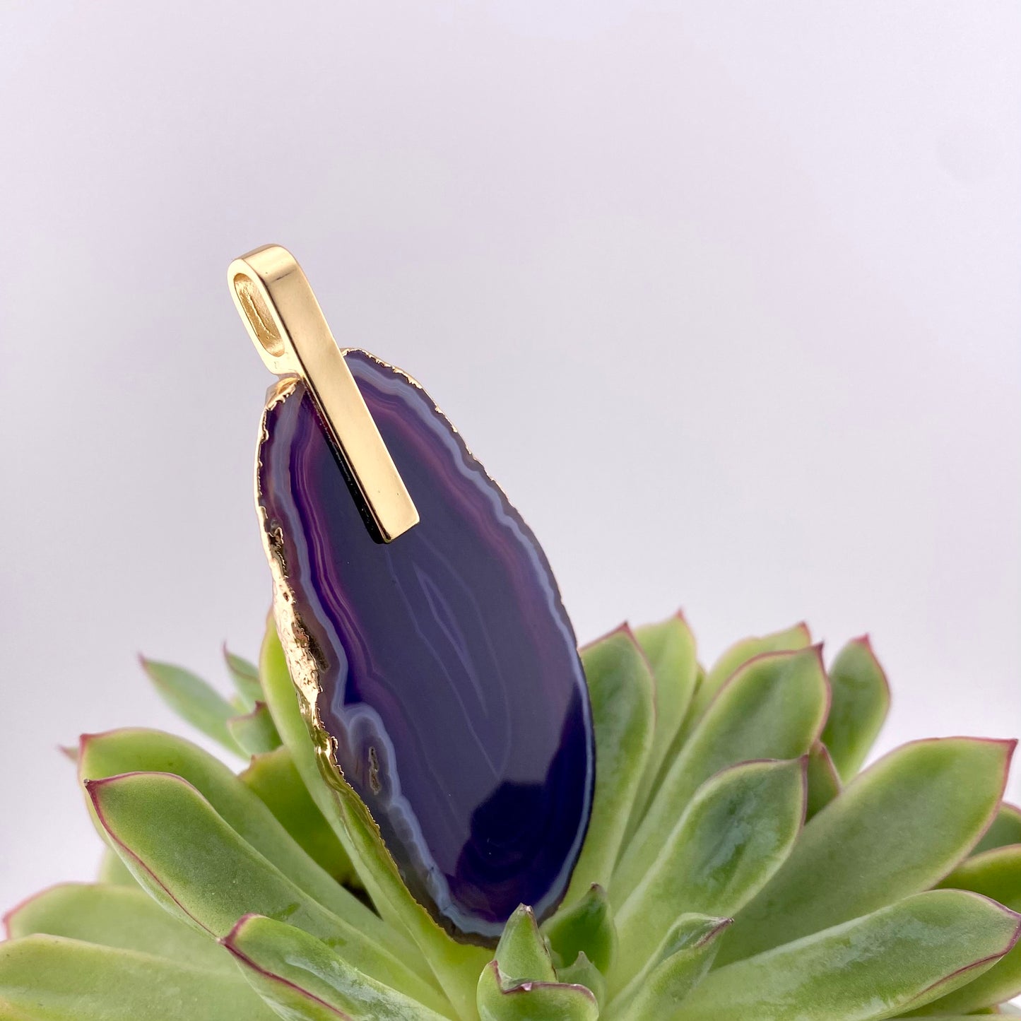 Purple Agate Slice Pendant