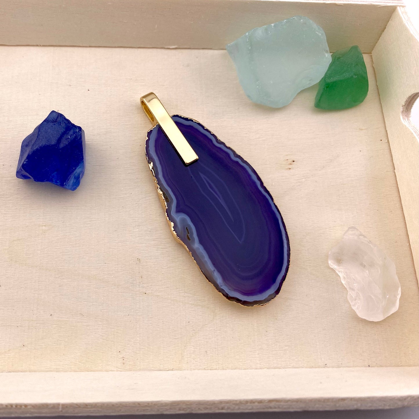 Purple Agate Slice Pendant