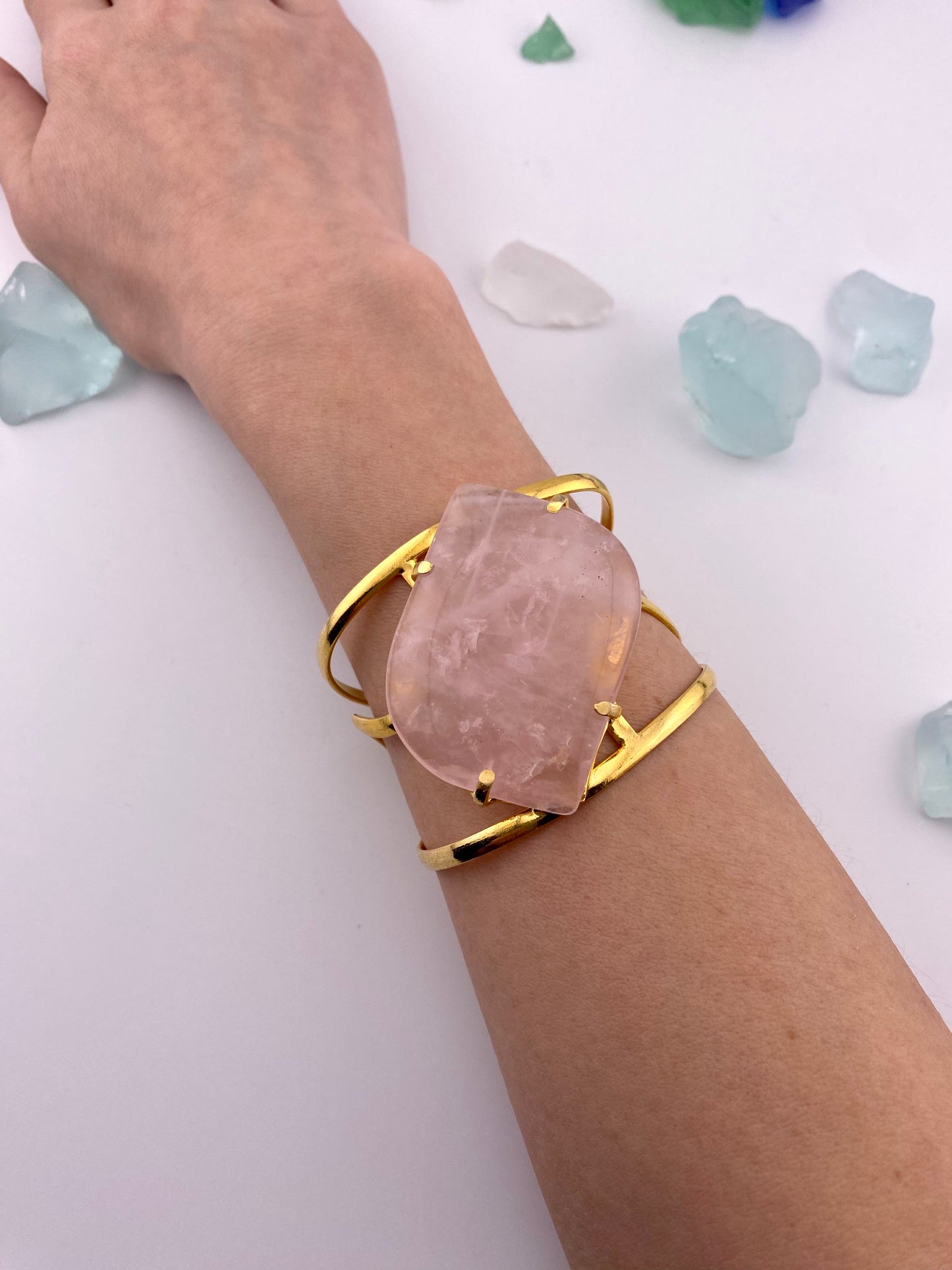 Oversized Rose Quartz Bracelet