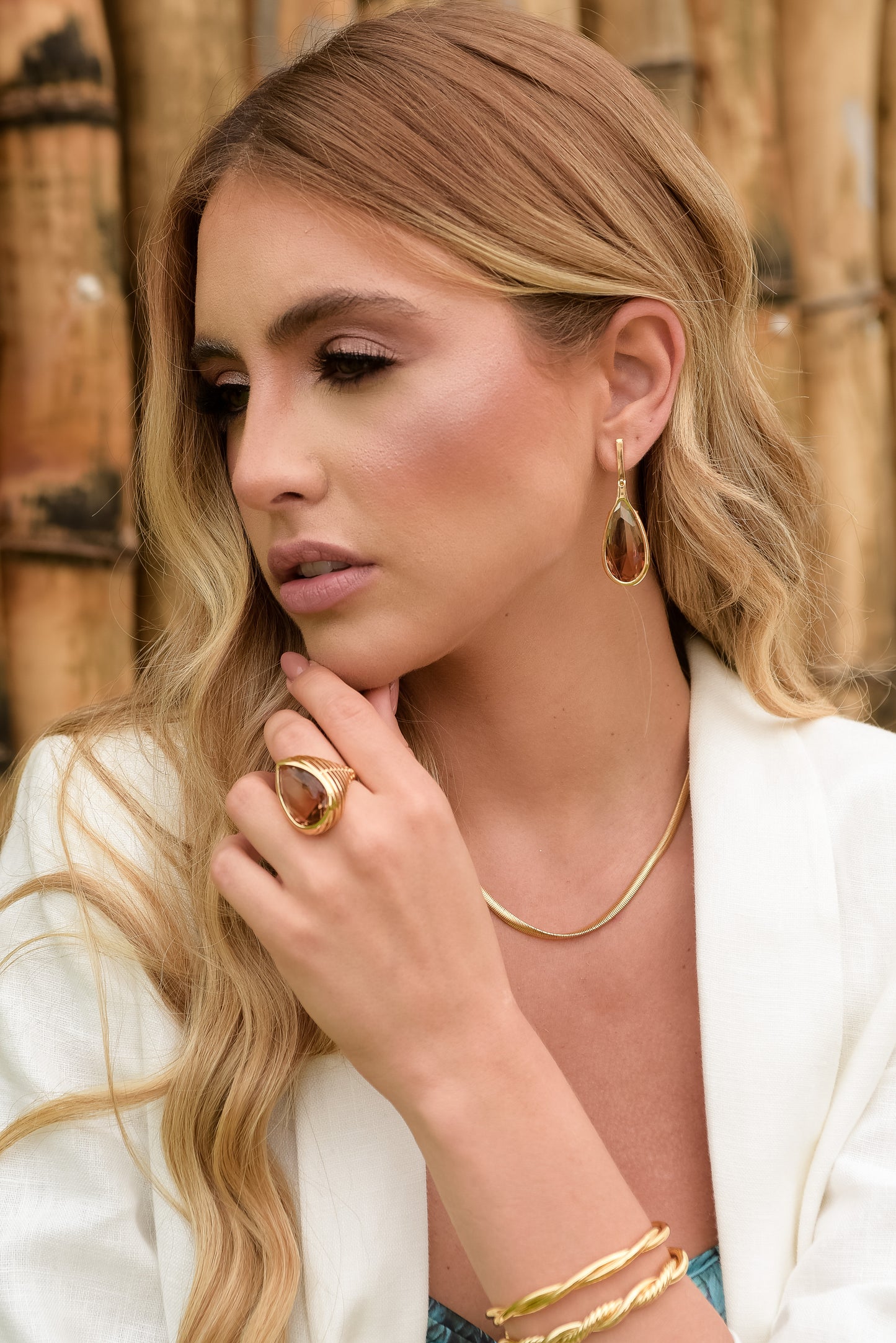 Dual Tone Pear Ring