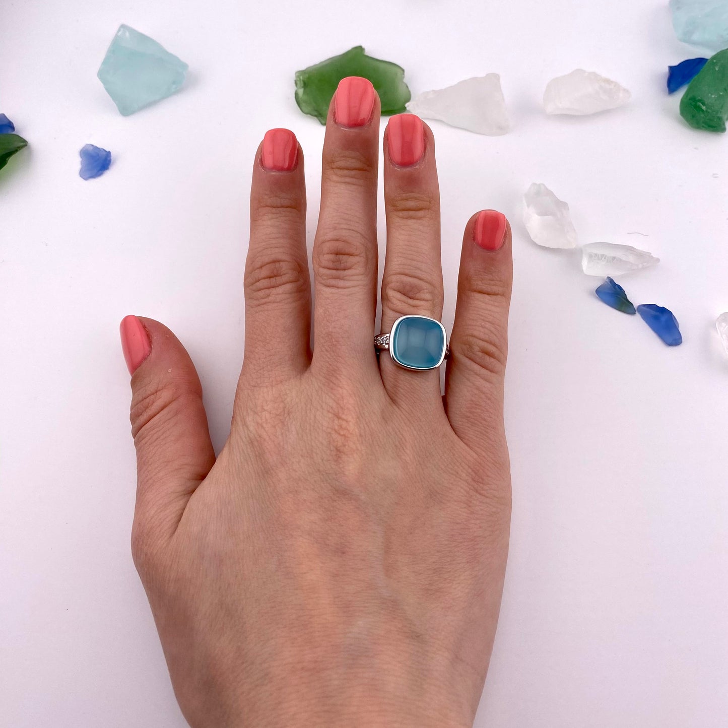 Sky Blue Agate Ring