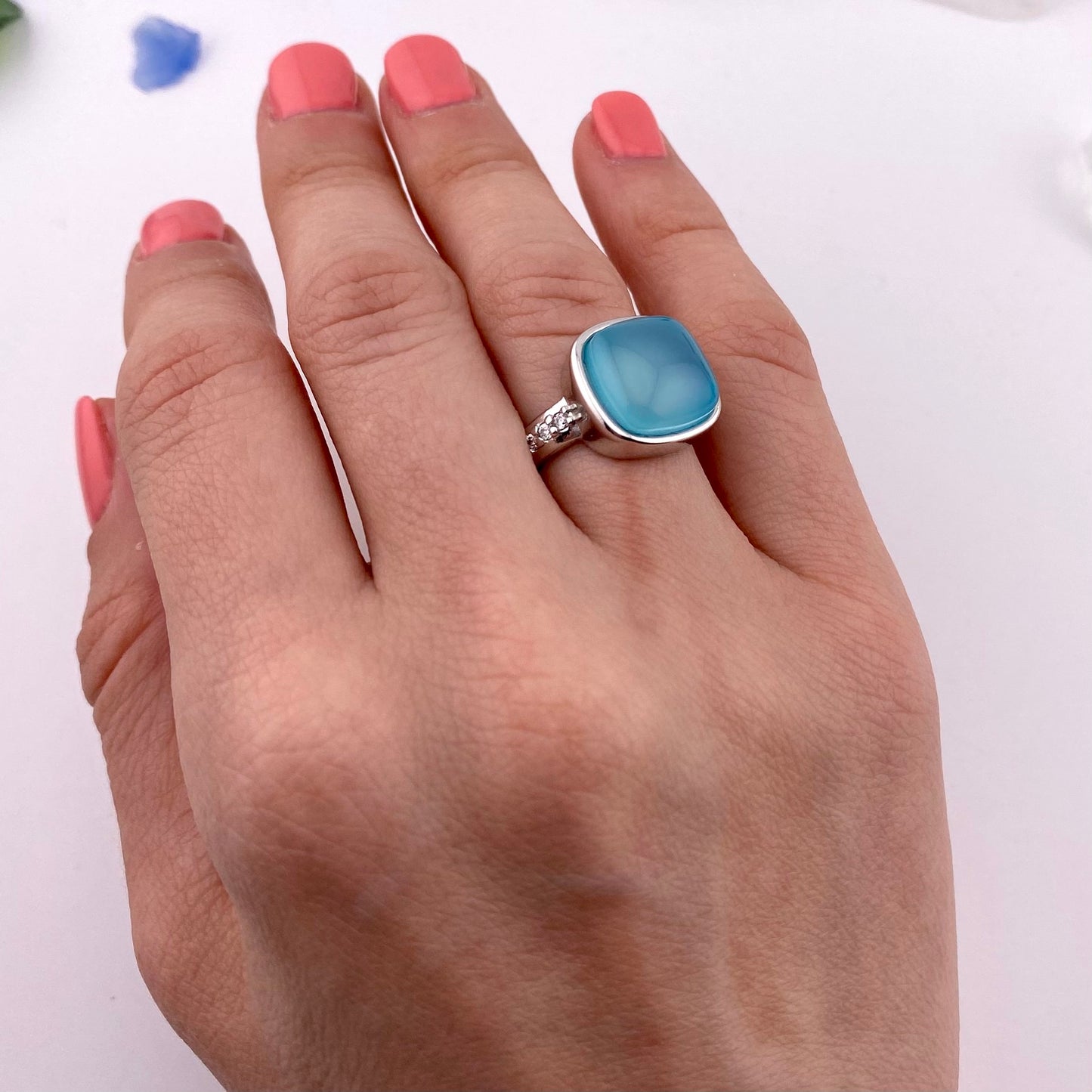 Sky Blue Agate Ring