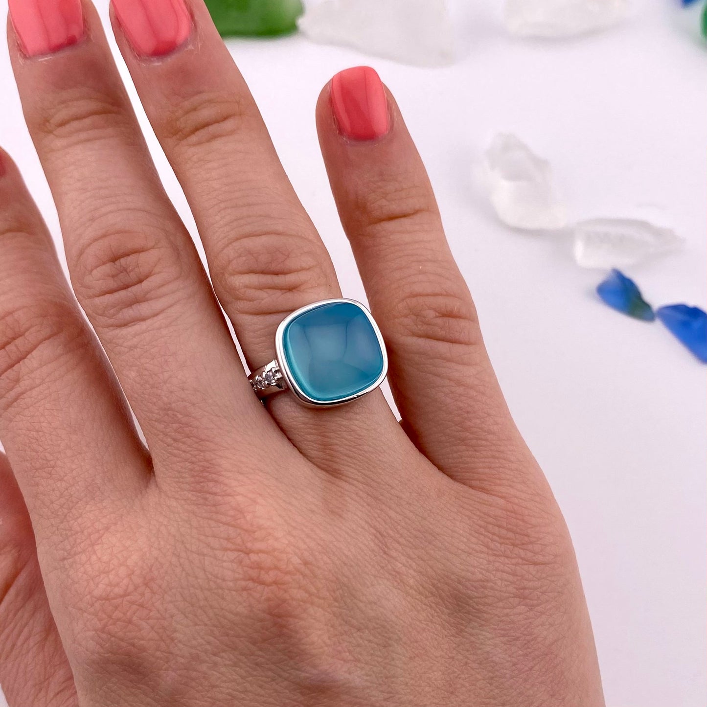 Sky Blue Agate Ring
