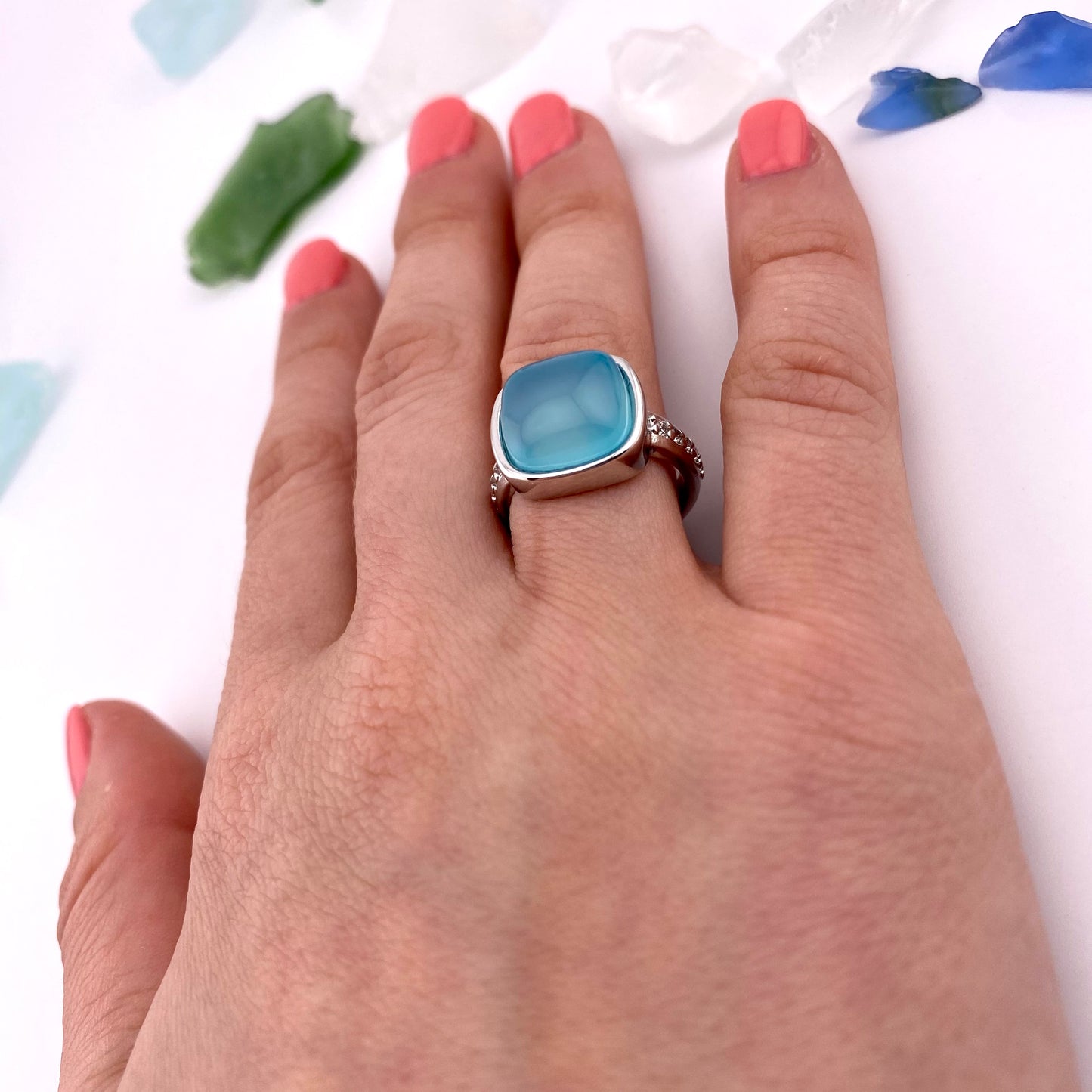 Sky Blue Agate Ring