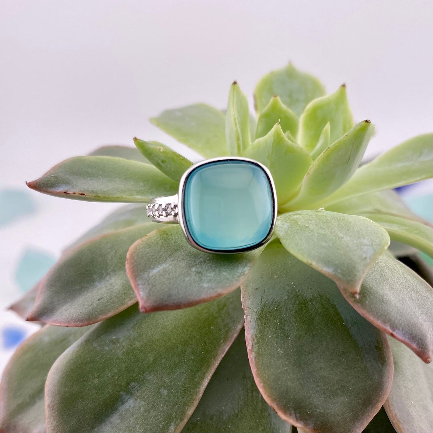 Sky Blue Agate Ring