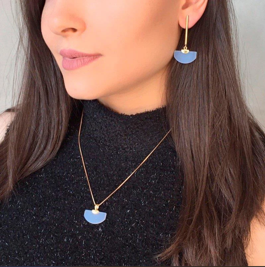 Green Agate Geometric Necklace