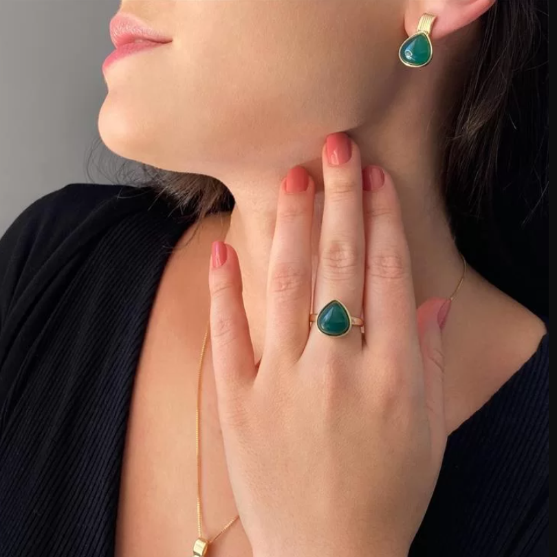Sky Blue Agate Drop Ring