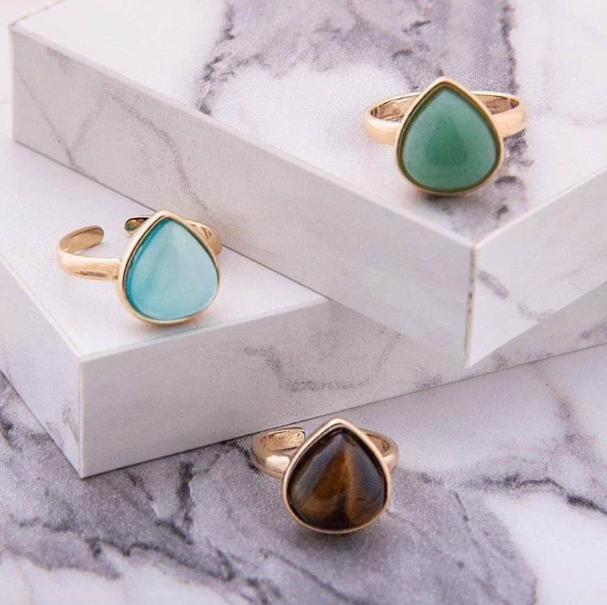 Sky Blue Agate Drop Ring