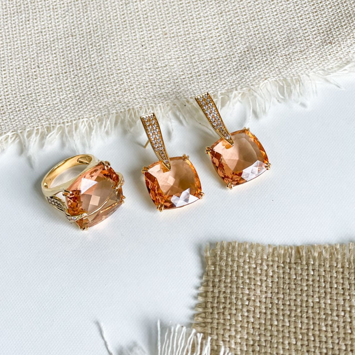 Reconstituted Morganite 18k Gold Plated Ring