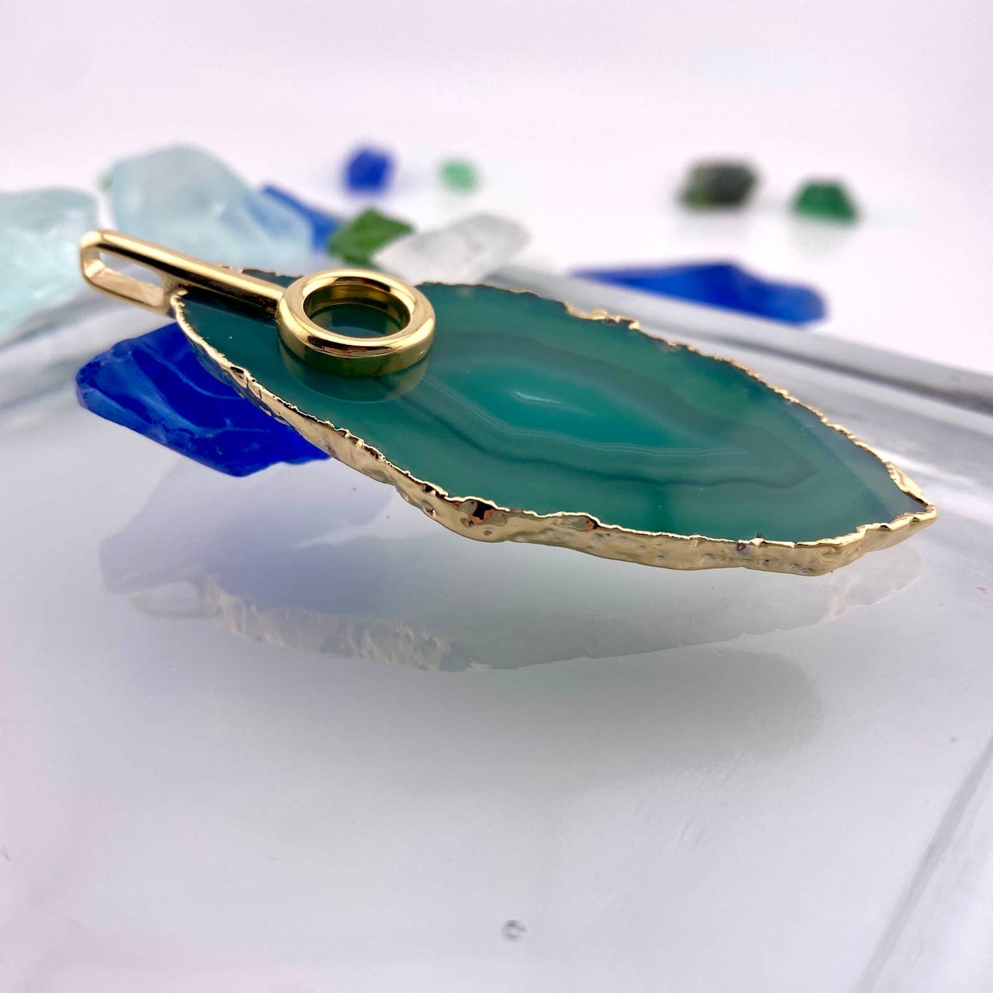 Green Agate Slice Pendant