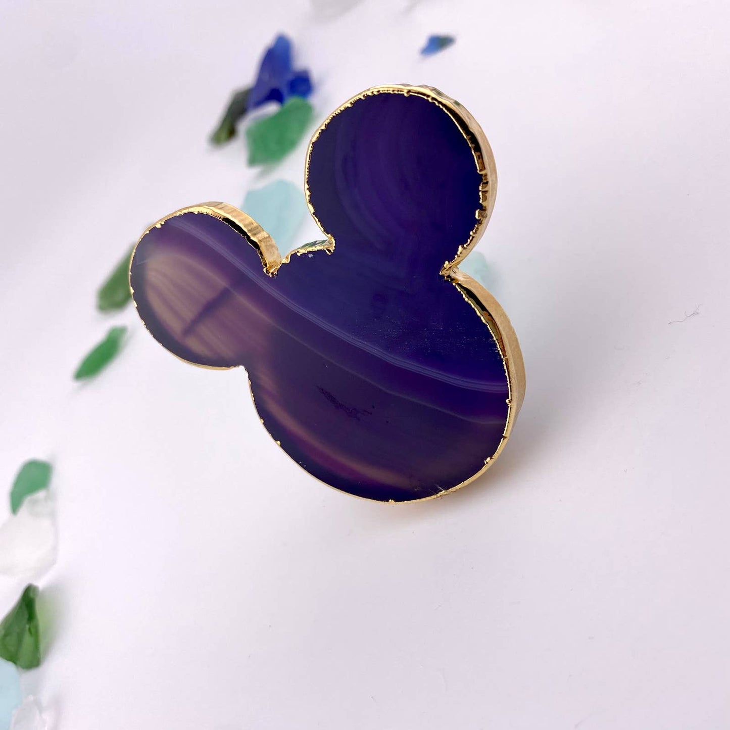 Oversized Purple Agate Mickey Popsocket for Cell Phones