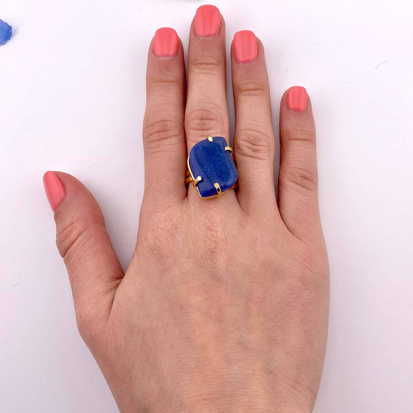 Blue Quartz Adjustable Ring