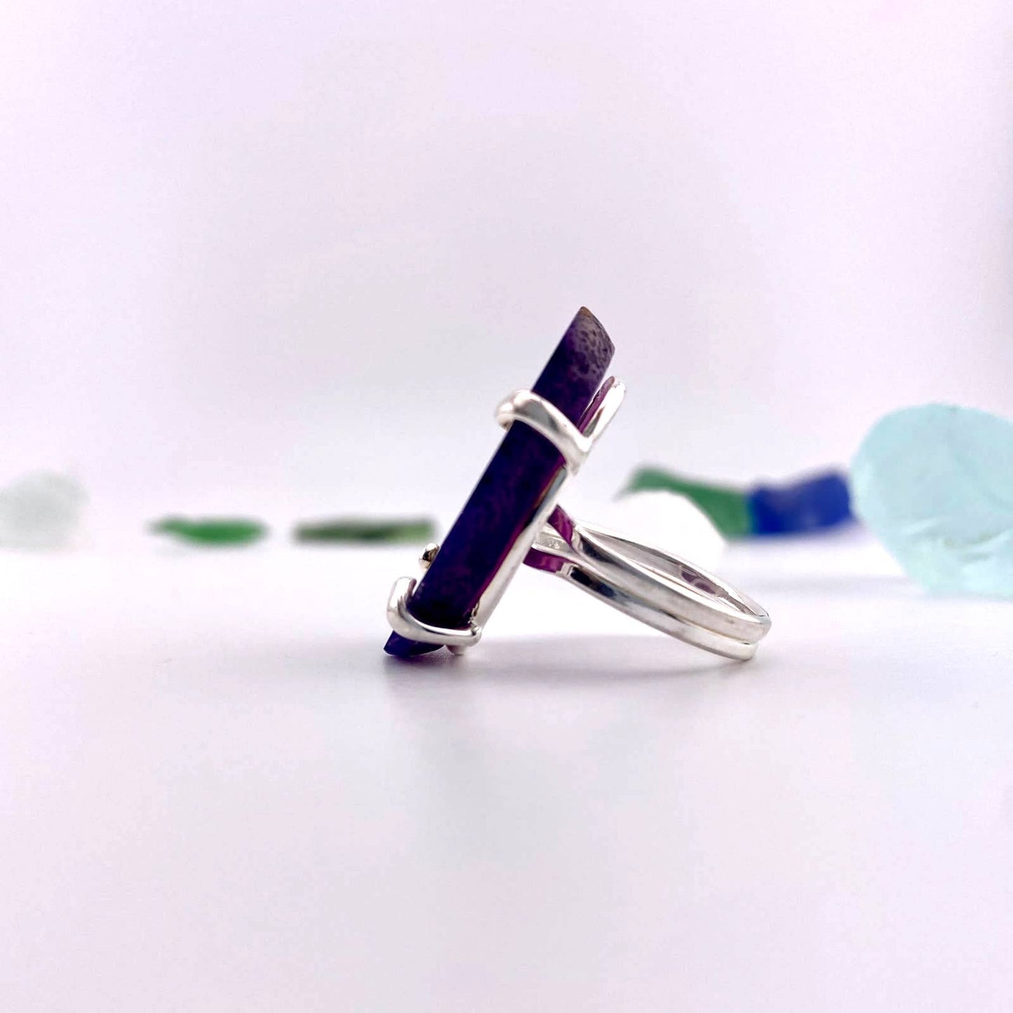 Purple Agate Slice Adjustable Ring