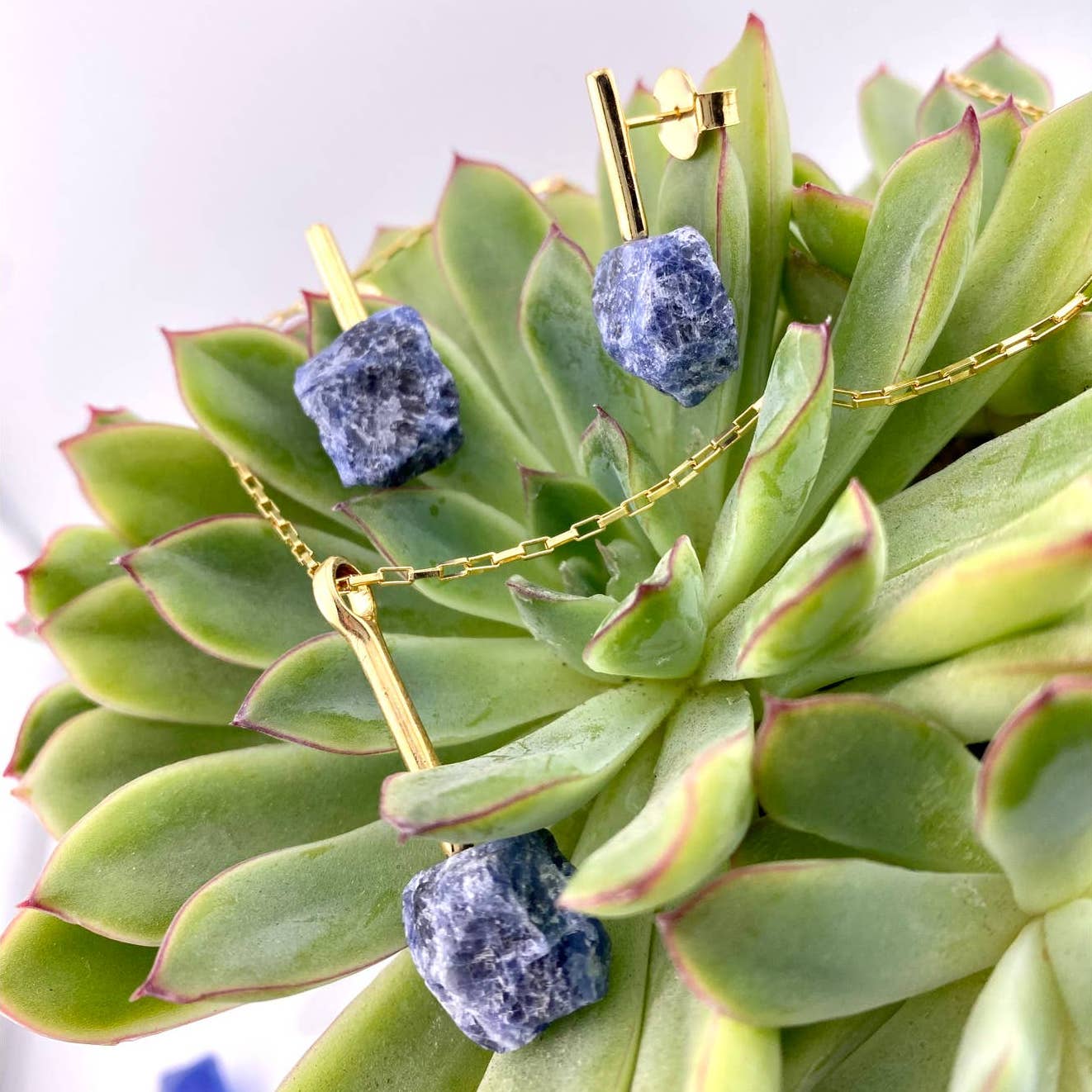 Raw Sodalite Earring and Necklace Set
