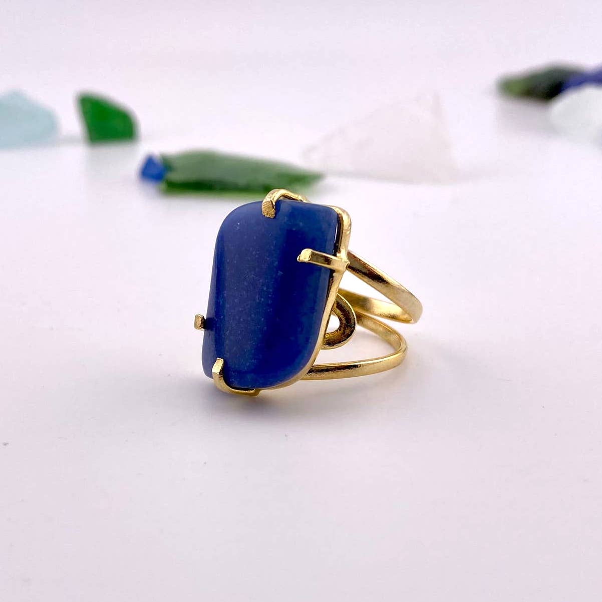 Blue Quartz Adjustable Ring
