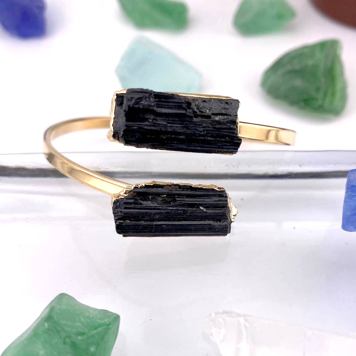 Duo Black Tourmaline Cuff Bracelet