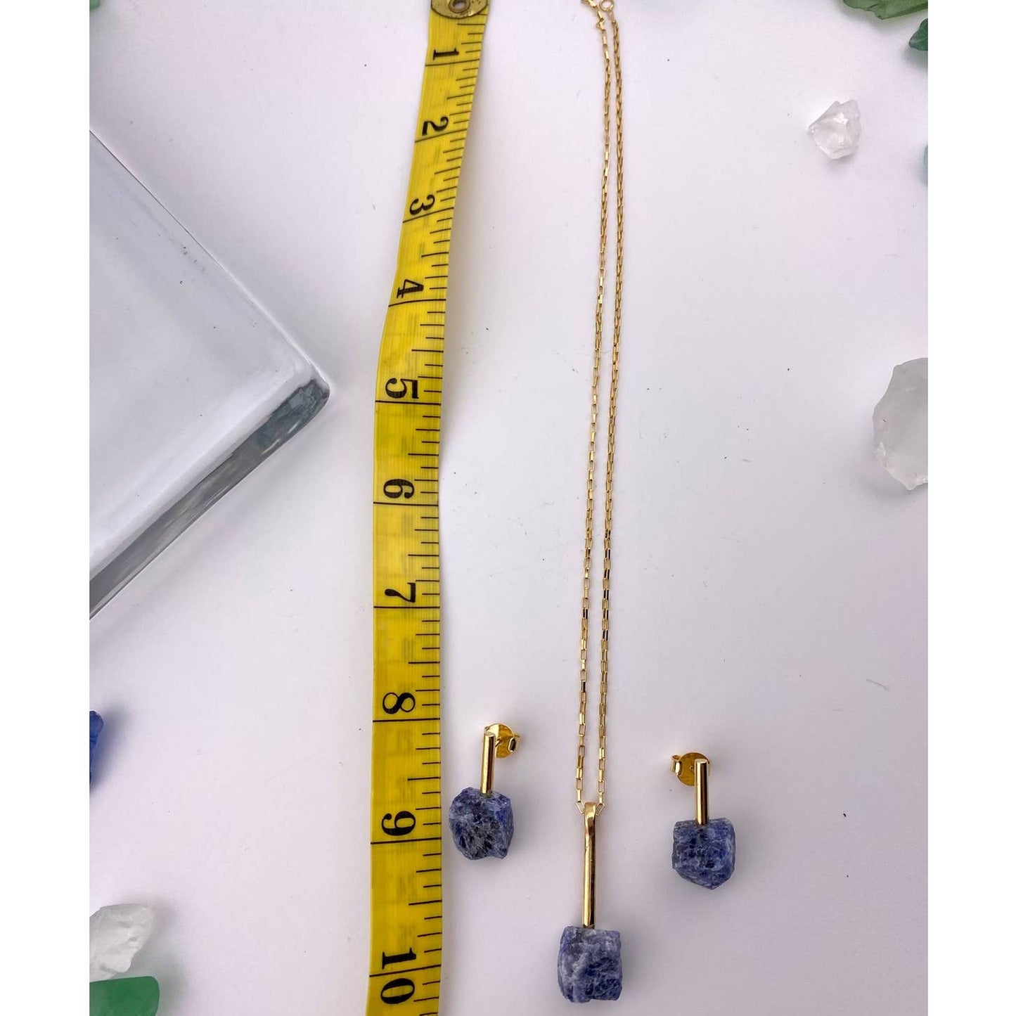 Raw Sodalite Earring and Necklace Set