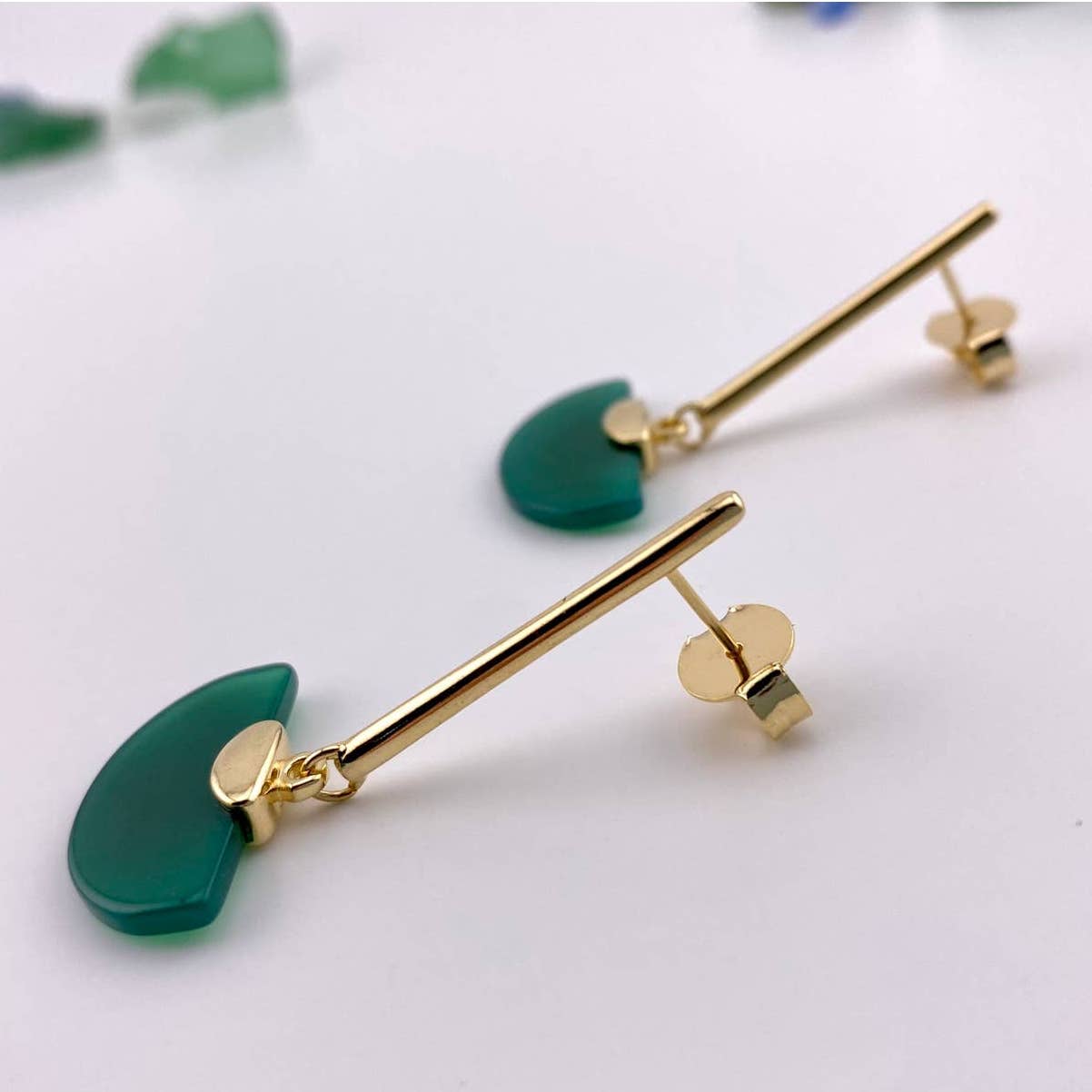 Green Agate Geometric Earring