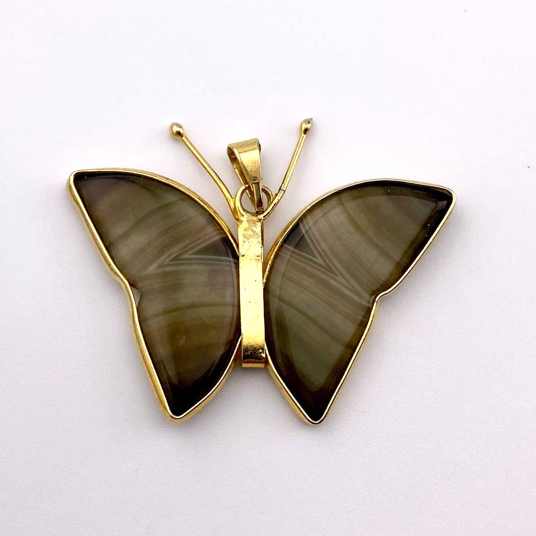 Green Agate Butterfly Pendant