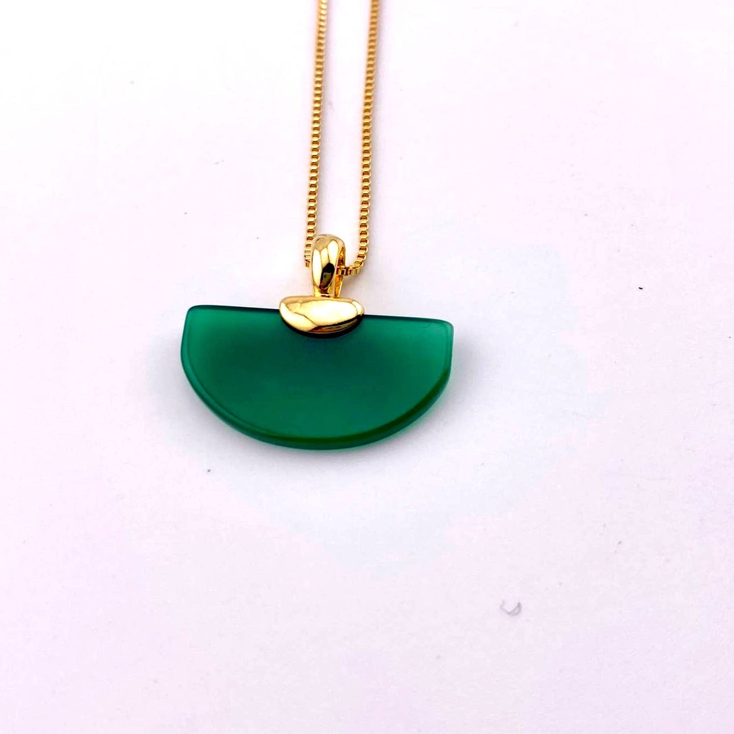 Green Agate Geometric Necklace