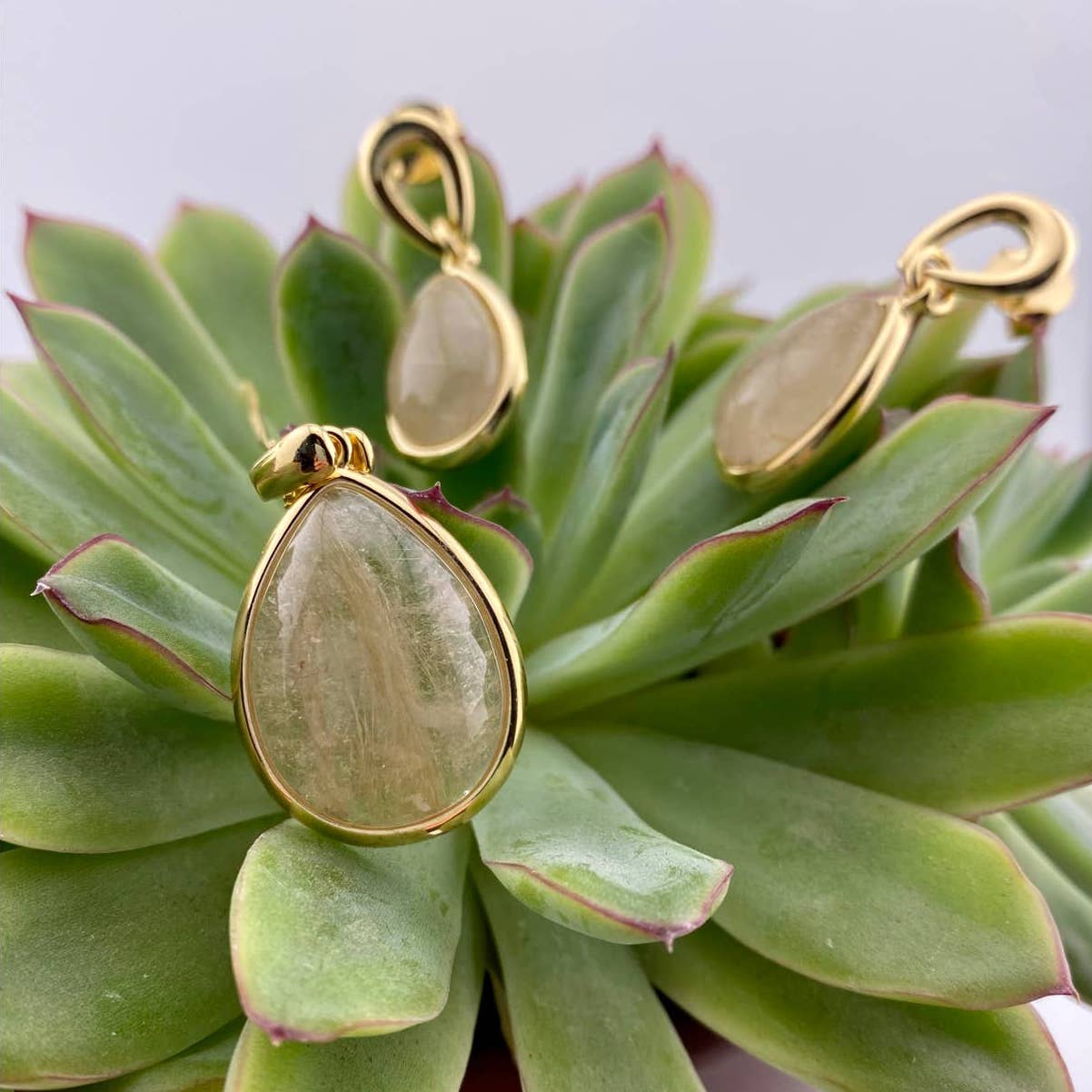 Rutilated Quartz Earring and Necklace Set