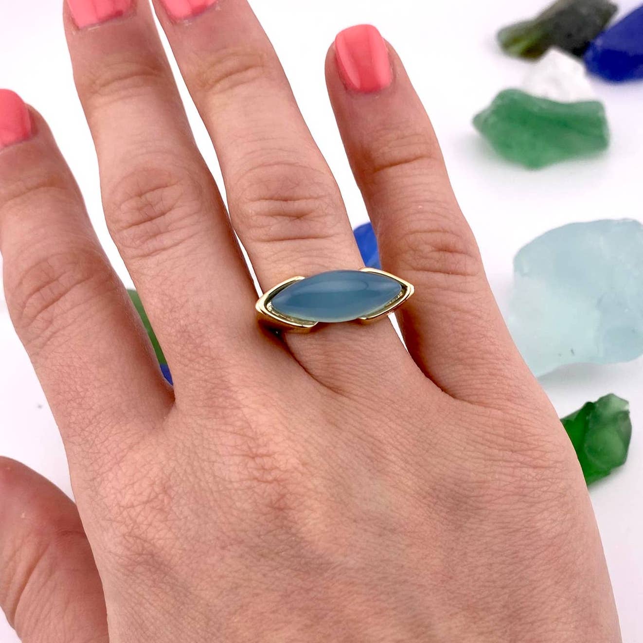 Sky Blue Agate Ring