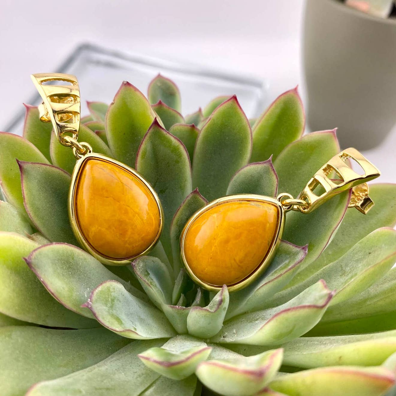 Yellow Howlite Earring